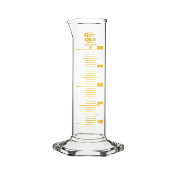 Probeta graduada base hexagonal forma baja clase B borosilicato 3.3