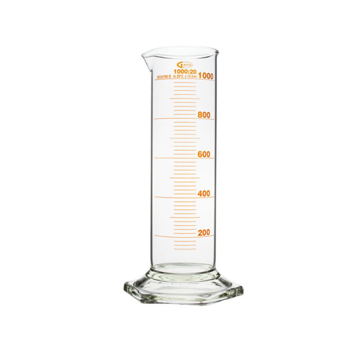 Probeta graduada base hexagonal forma baja clase B borosilicato 3.3