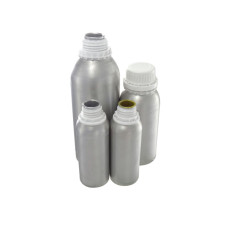 Frasco de aluminio puro 99,5% monobloc con tapón PP y obturador antigoteo HDPE homologación UN