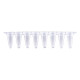 Tiras de 8 microtubos para qPCR pared fina polipropileno USP VI con tapones ópticos planos