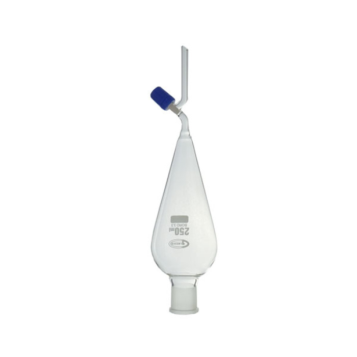 Embudo de decantación con llave de aguja y tapón de plástico borosilicato 3.3 GLASSCO