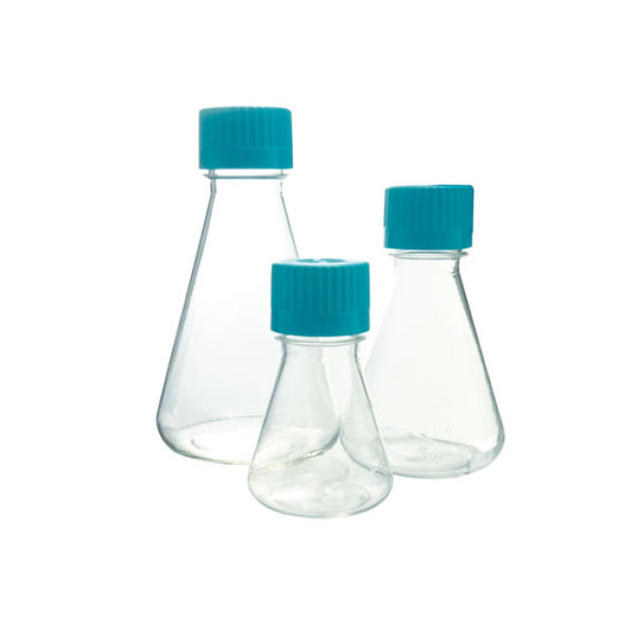 Matraz Erlenmeyer estéril cultivo celular tapón venteo filtro 0,22 µm uso único