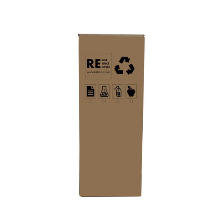 Papelera de cartón para reciclaje con iconos de clasificación 216 x 204 mm