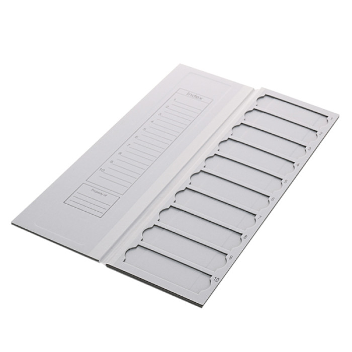 Archivador de cartón para portaobjetos 76×26 mm — capacidad para portaobjetos de 0,8-1,2 mm de grosor