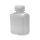 Frasco rectangular HDPE translúcido con tapón rosca PP grado médico