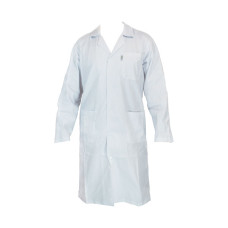 Bata de laboratorio hombre cuello solapa botones a presión blancos 6 cierres