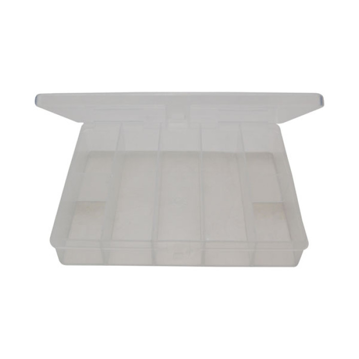 Estuche organizador transparente 7 compartimentos para material pequeño de laboratorio