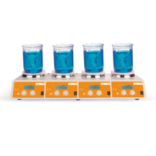 Agitador magnético múltiple con calefacción 4 plazas H10X04 — Motor sin escobillas 200-1500 rpm hasta 340 °C