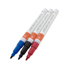 Set 3 marcadores para laboratorio negro azul rojo punta redonda resistentes al agua y alcohol