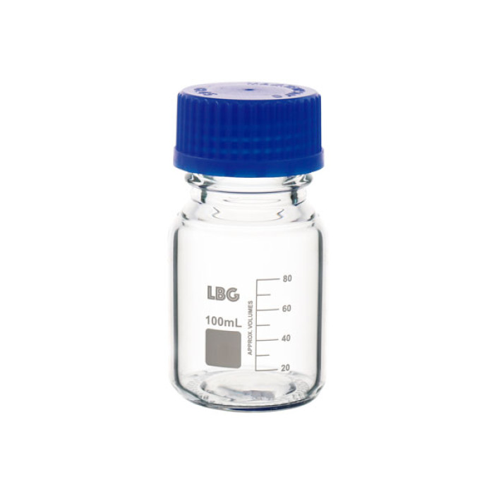 Frasco graduado borosilicato 3.3 rosca GL 45 ISO 4796 con tapón PP autoclavable