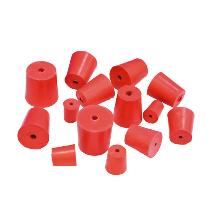 Tapón perforado de goma natural rojo