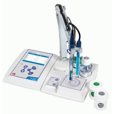 Conductímetro de sobremesa XS COND 80 PRO, completo con agitador magnético con brazo articulado para célula, con célula de conductividad de vidrio y Pt VPT 1 con sensor de temperatura integrado y disoluciones 1413 µS y 12,88 mS. Con datalogger y software