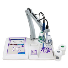 Conductímetro de sobremesa XS COND 8 PRO, con agitador magnético con brazo articulado para célula y disoluciones 1413 µS y 12,88 mS. Sin célula de conductividad ni sensor de temperatura. Con datalogger y software GLP Datalink