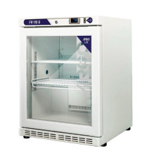 Refrigerador FR110G, ventilado, volumen exterior 600x805x560 mm, 110 litros. Rango +2 a +8ºC. Resolución 0.1ºC. Con puerta de vidrio.