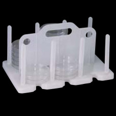 Rack para almacenamiento y transporte de placas Petri 90-100 mm polipropileno autoclavable