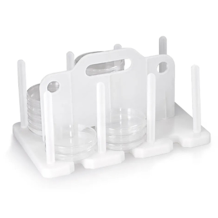 Rack para almacenamiento y transporte de placas Petri 90-100 mm polipropileno autoclavable