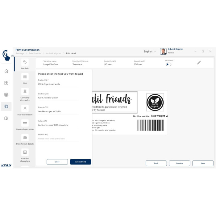 KERN EasyTouch SET-14 Individual Print