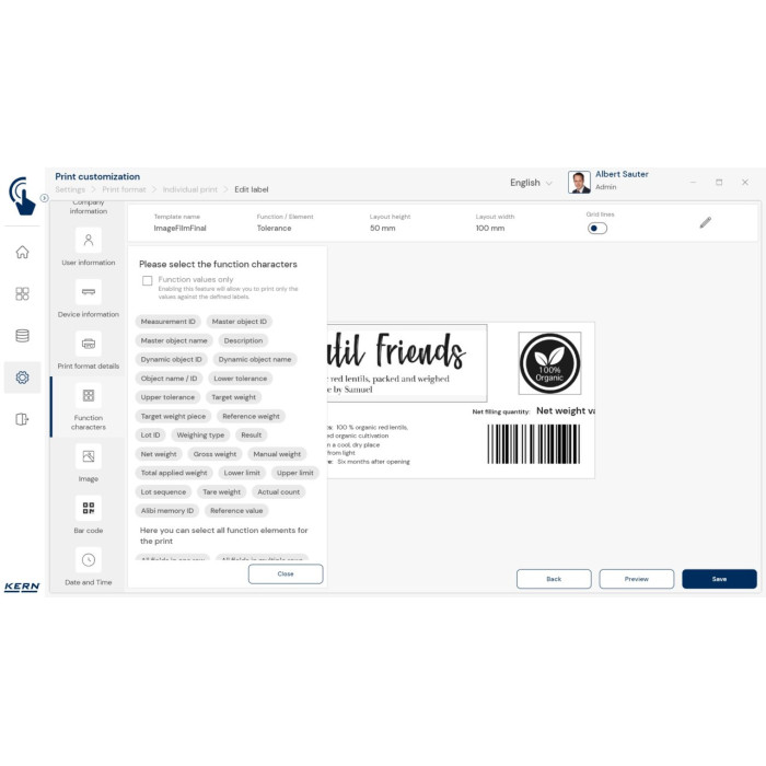 KERN EasyTouch SET-14 Individual Print