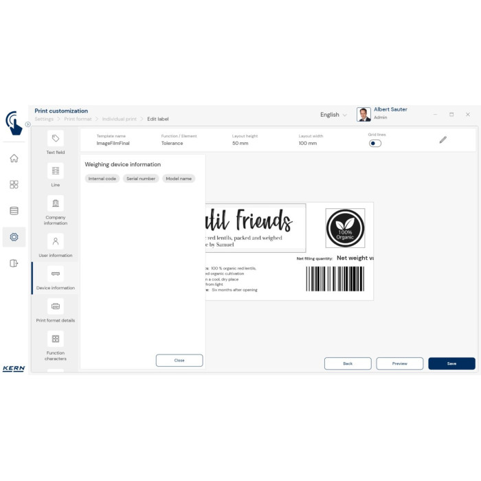 KERN EasyTouch SET-14 Individual Print