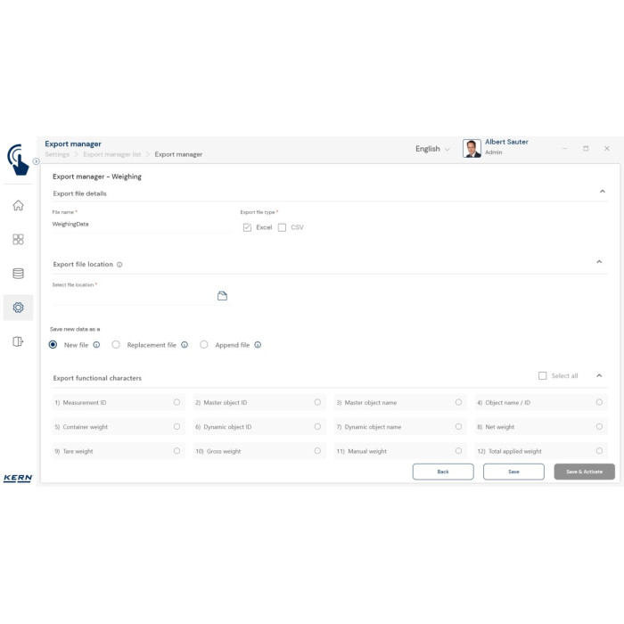 KERN EasyTouch SET-37 Export Manager