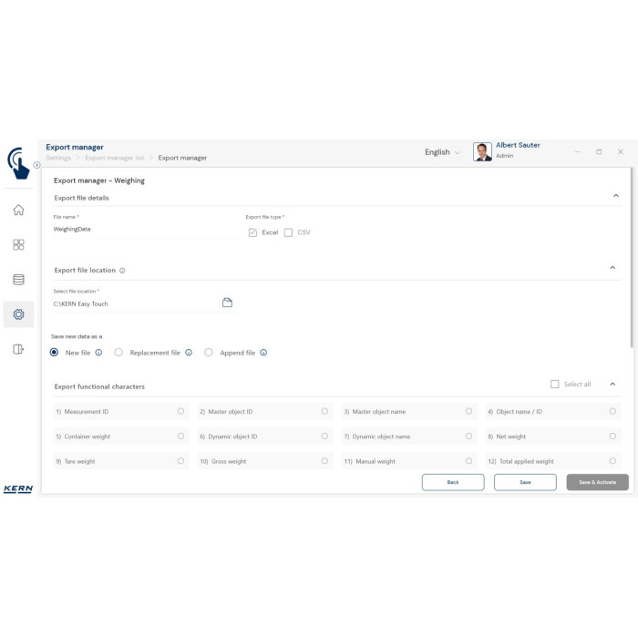 KERN EasyTouch SET-37 Export Manager