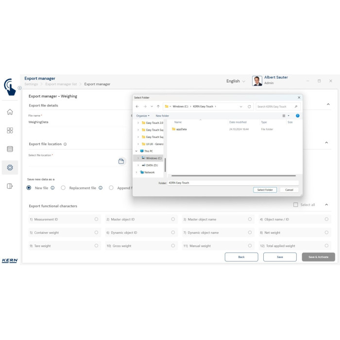KERN EasyTouch SET-37 Export Manager