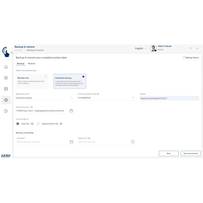 KERN EasyTouch SET-46 Backup Scheduler