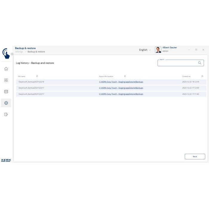 KERN EasyTouch SET-46 Backup Scheduler