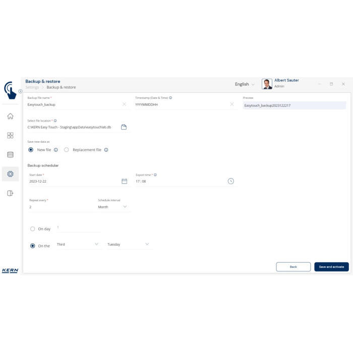 KERN EasyTouch SET-46 Backup Scheduler